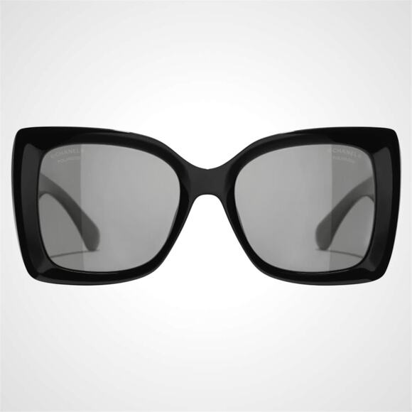 CHANEL Sunglasses Polarized Black Womens New Gold Metal Chain CC - Picture 2 of 5